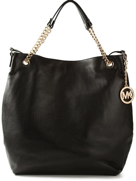 michael kors black tote with gold chain|michael kors black medium tote.